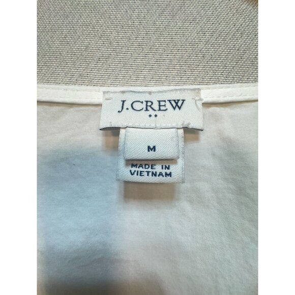 J.Crew Women's Cotton Poplin Peasant Top Lightweight Size M White Long Sleeve - Picture 3 of 8